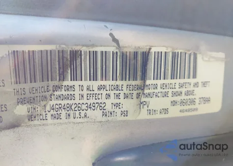 2006 Jeep Grand Cherokee Laredo из США, поврежденный, VIN 1J4GR48K26C349762